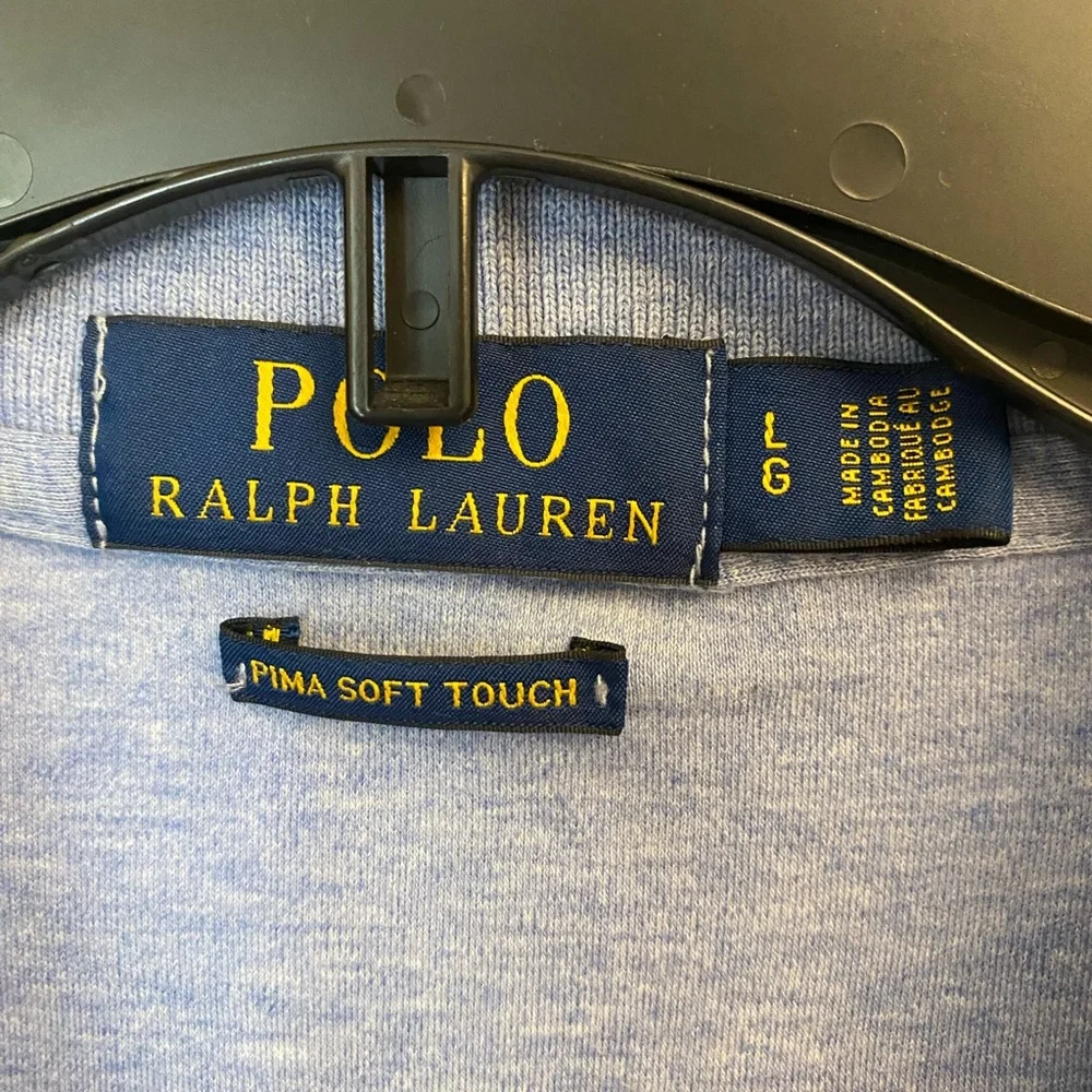 Polo Ralph‎ Lauren Men's Light Blue Heather Pima Soft Touch - Size L - EUC